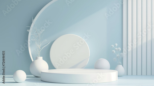Minimal scene with podium and abstract background