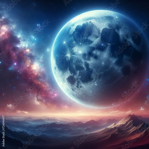 super blue moon in the galaxy background