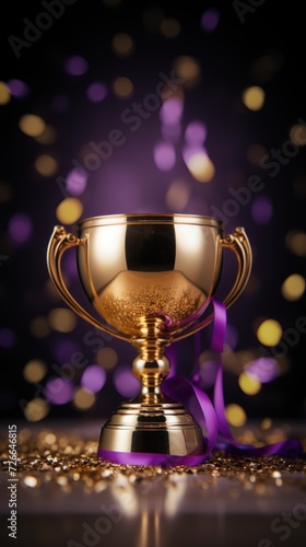 Wining trophy with purple ballon UHD wallpaper