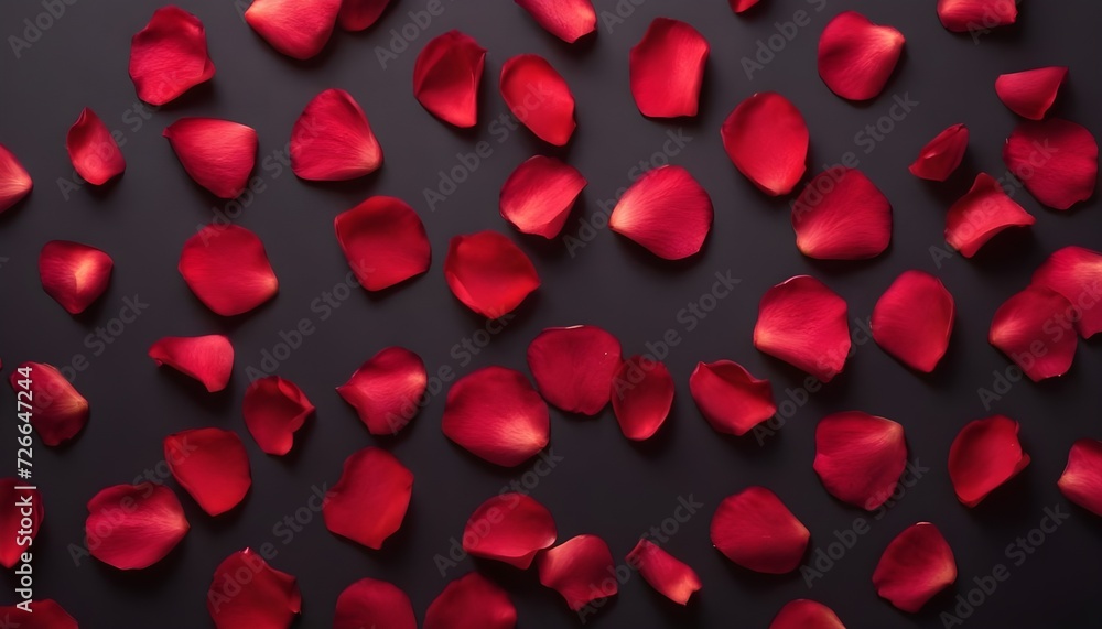 Red petals on dark background, for valentine's day or weddings 