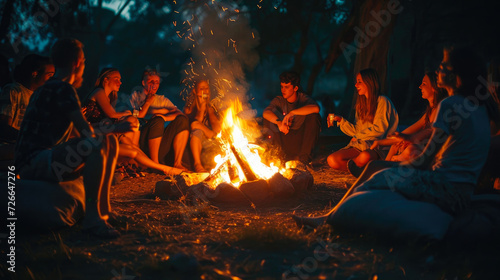 Joyful Moments: Youthful Gathering at the Bonfire