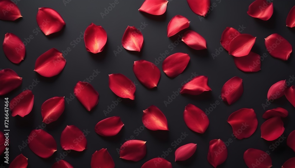 Red rose petals on dark background 