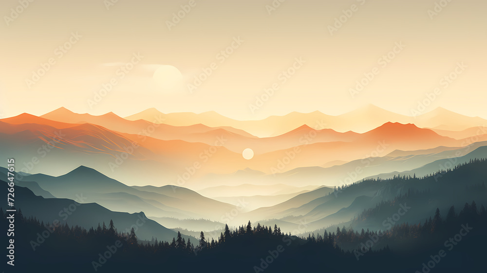 Majestic mountains, panoramic peaks PPT background