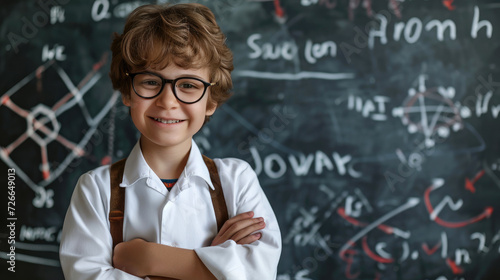 Spectacled Savant: Child Whiz with Math Slate photo