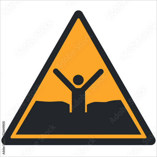 WARNING PICTOGRAM, WARNING; WARNING; QUICKSAND, MUD, DEEP MUD, OR SILT ISO 7010 - W061, VECTOR