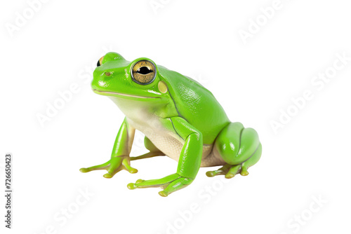 Tree frog, green frog. Laughing frog isolated on white transparent background.