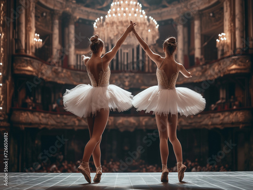 Two ballerinas on the theater stage