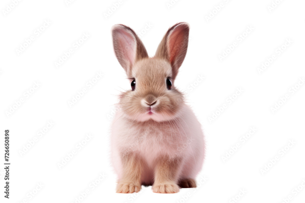 baby rabbit standing isolated on white transparent background.