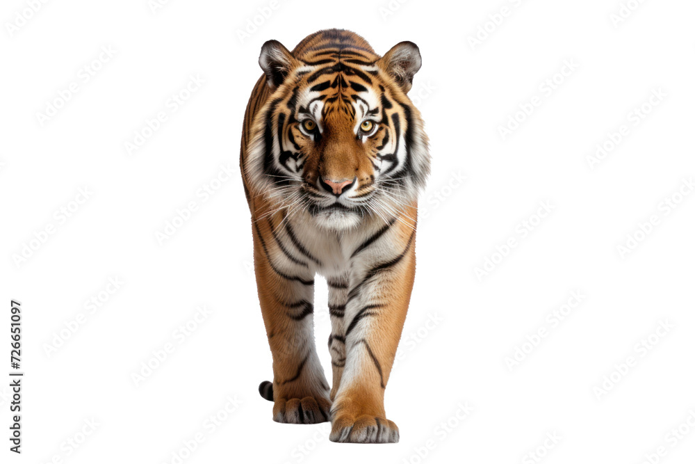 Obraz premium Big male tiger. Panthera tiger isolated on white transparent background.