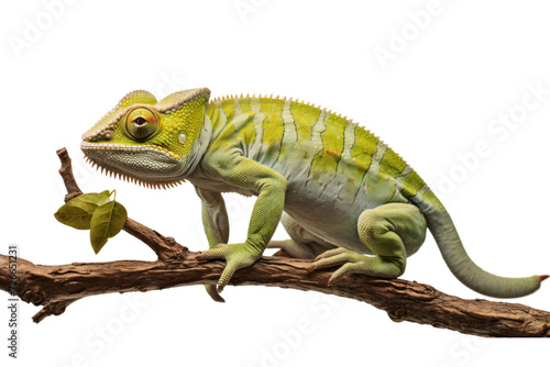 Adult Parson's chameleon Madagascar wildlife isolated on white transparent background.