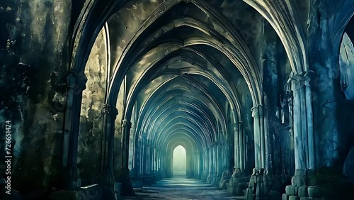 Fantasy architecture concept of gothic arch structure photo
