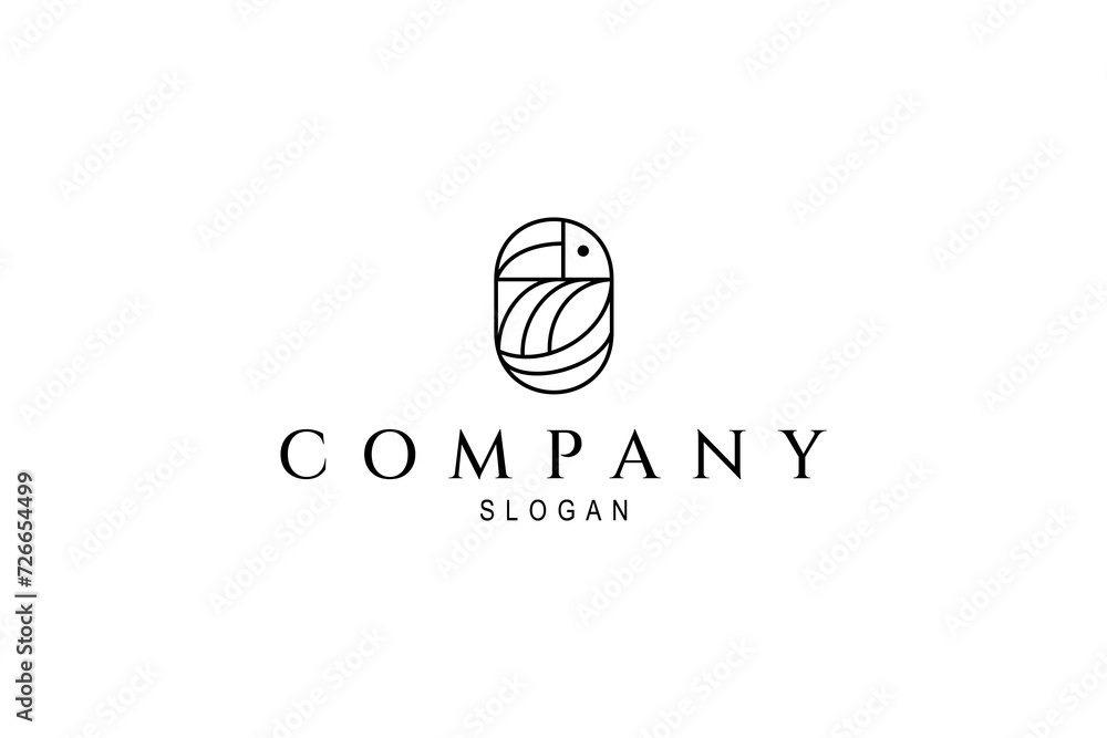 Toucan bird line art logo design in oval design shape Toucan bird line art logo design in oval design shape