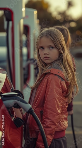 girls charging their electric car