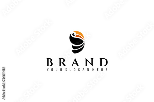 toucan bird logo in flat design style