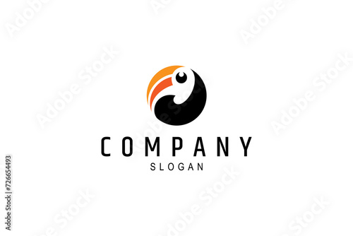 toucan bird logo in circle shape flat design style