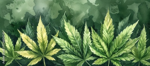 Watercolor marijuana cannabis leaf Background photo