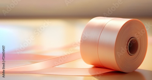 ribbon rolls on sand with soft colors