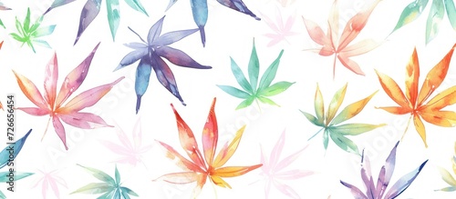 Watercolor marijuana cannabis leaf Background
