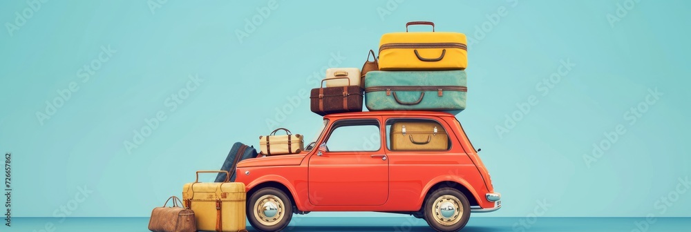 Car full of suitcases and bags to go on summer vacation Car full of suitcases and bags to go on summer vacation