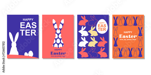 happy easter greeting card  fashion  commercial  banner, cover, social media with flat design. vector illustration