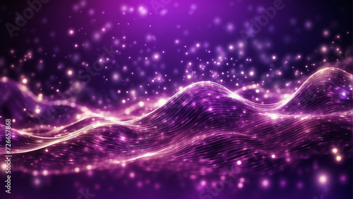 A Captivating Digital Canvas of Purple Particle Waves, Illuminated by Shimmering Dots and Stars - An Abstract Masterpiece for an Enchanting Backdrop 