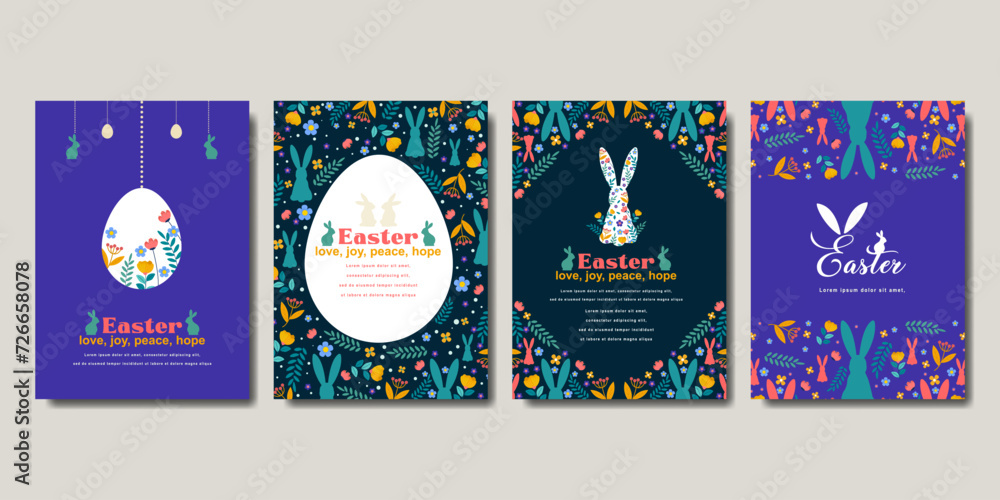 happy easter greeting card  fashion  commercial  banner, cover, social media with flat design. vector illustration - obrazy, fototapety, plakaty 