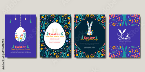 happy easter greeting card  fashion  commercial  banner, cover, social media with flat design. vector illustration photo