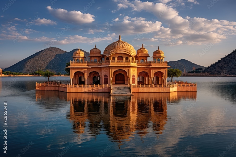 A grand and expansive building beautifully situated on the calm and