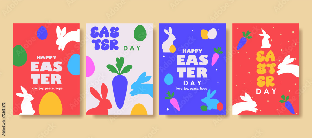 happy easter greeting card  fashion  commercial  banner, cover, social media with flat design. vector illustration