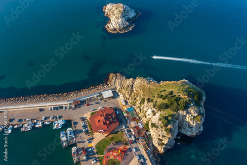 drone shooting sile castle and its surroundings, sile, istanbul, turkey