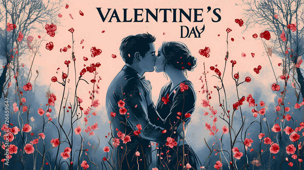Obraz premium Valentine’s Day - Quirky charm - romance - couple - love - hearts - in love - married - engaged - sentimental - happy - expressive - holiday - celebrate - date night - special person - romantic 