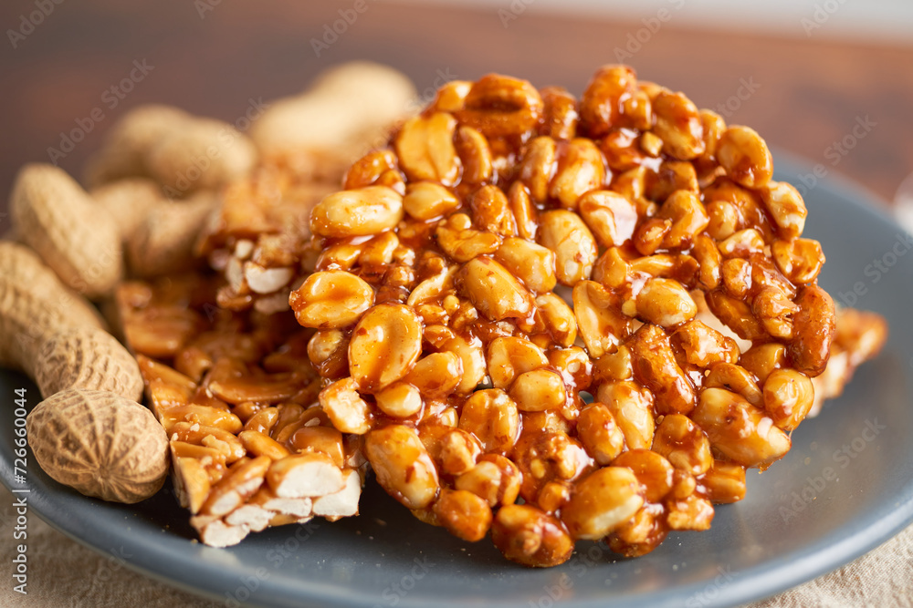 Stack of traditional palanqueta or peanut brittle candy from mexico Stack of traditional palanqueta or peanut brittle candy from mexico