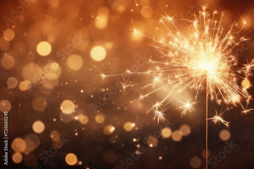 New Year and Christmas party sparklers on black bokeh background, Sparkler New Year background, AI Generated