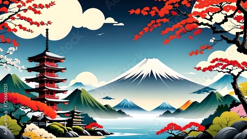 Japanese landscape, digital art, anime background, anime wallpaper, Asia