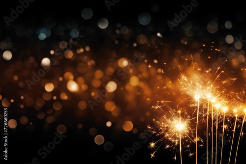 Burning sparkler on bokeh background for New Year and Christmas, Sparkler New Year background, AI Generated