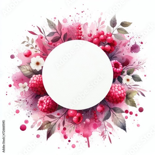 Vibrant Watercolor Abstraction  Artistic Circular Frame with Creative Brushstrokes and Colorful Contemporary Design