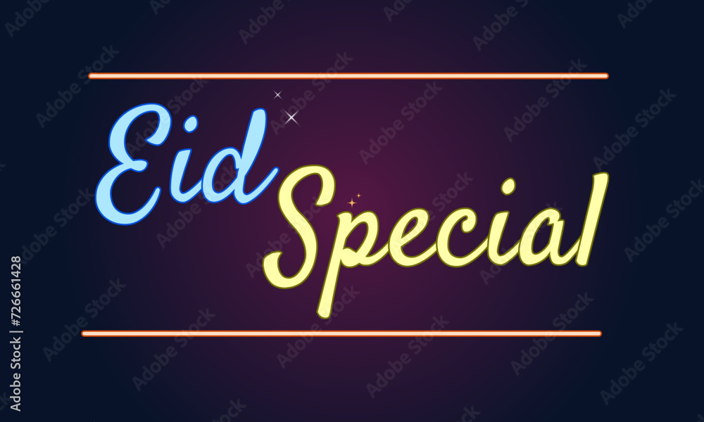 Eid Special neon text effect design template