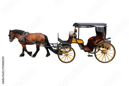 Antique wooden horse-drawn carriage isolated png