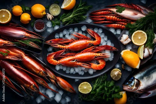 A display of fresh fish on ice that showcases a variety of alternatives. 