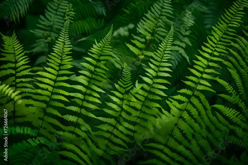 A close-up of ferns unfurling in the undergrowth, creating a lovely and intricate pattern as they climb for the forest canopy.