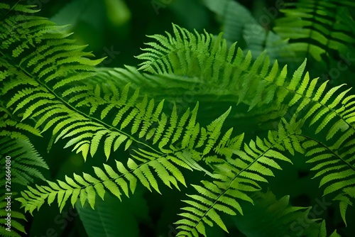 A close-up of ferns unfurling in the undergrowth  forming a lovely and intricate pattern as they reach the forest canopy.