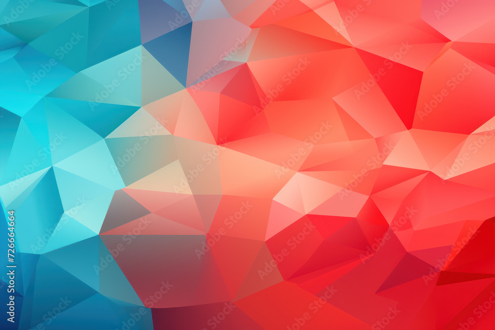 Vibrant Geometric Canvas, Red & Teal Low Poly Background