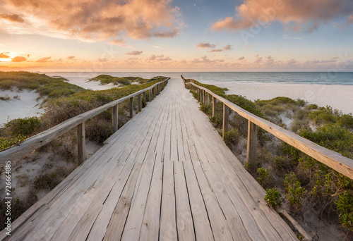 Serenity's Gateway: Path to a Beach with Beautiful Sunset – Embracing Tranquility Along the Shoreline