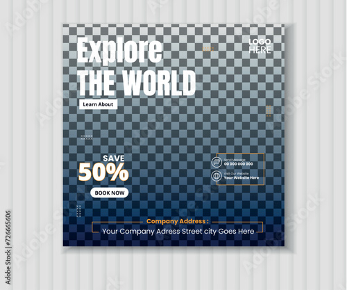 Modern Travel Social Media Post Design Template  