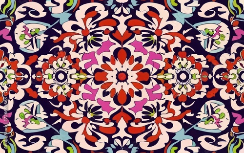 Boho Blossoms Ikat Tribal Tie Dye Colors Flower Wallpaper
