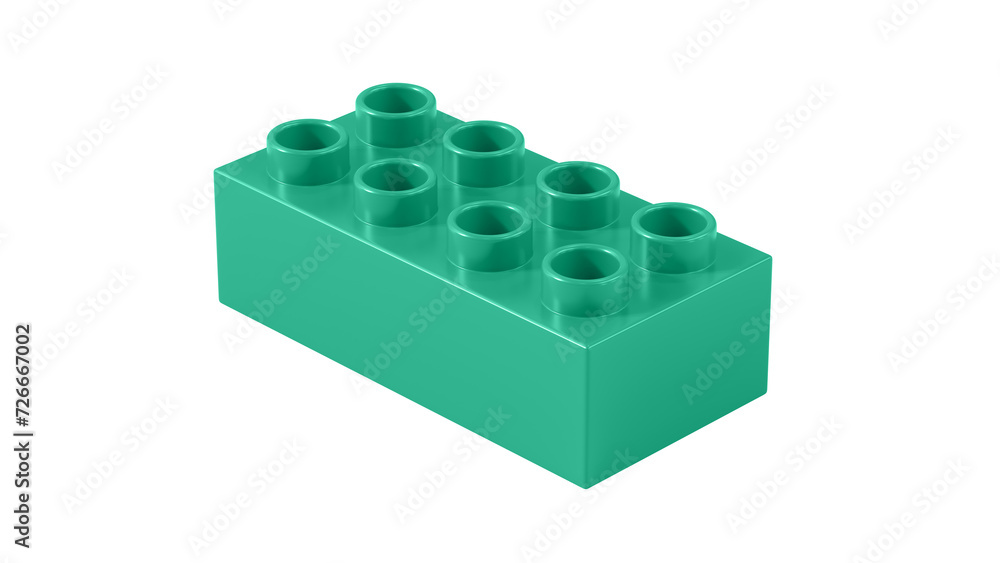 Jungle Green Plastic Block Isolated on a White Background. Children Toy Brick, Perspective View. Close Up View of a Game Block for Constructors. 3D Rendering. 8K Ultra HD, 7680x4320, 300 dpi Jungle Green Plastic Block Isolated on a White Background. Children Toy Brick, Perspective View. Close Up View of a Game Block for Constructors. 3D Rendering. 8K Ultra HD, 7680x4320, 300 dpi