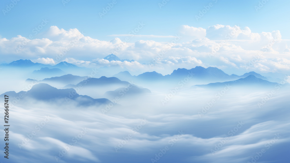 High-Key Illumination, Softly Lit Cloudy Blue Sky Landscape High-Key Illumination, Softly Lit Cloudy Blue Sky Landscape