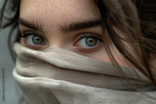 Wallpaper Mural portrait of a girl with beautiful eyes and a bandage covering her face Torontodigital.ca