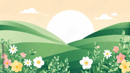 Floral flower green pastel background for Easter Sunday. Christian day illustration template for poster  presentation  banner  social media.