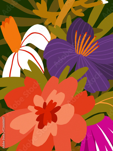 Flowers Arrangement, Flower Bouquet, Floral Illustration